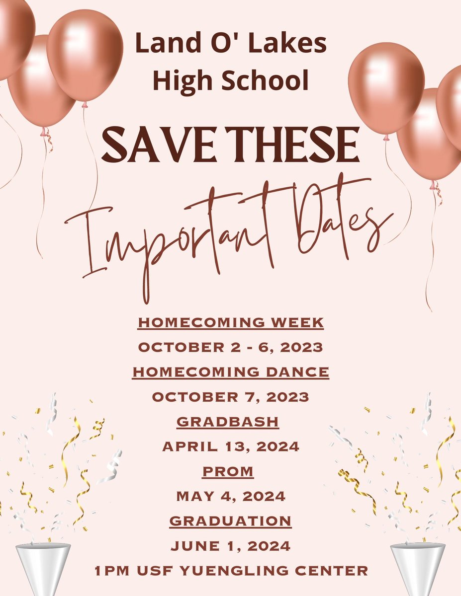 Please keep these important dates in mind for this upcoming school year!