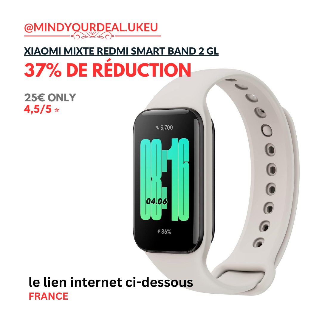 SurfingIndex's tweet photo. 25€ (37% de réduction)  Xiaomi Redmi Smart Band 2 GL
Vente (Affiliate)- https://t.co/kTl85UsYk1

#deal #sale #discount #offer #vente #ventesflash #xiaomi #redmismartband #smartband #smartwatch #fitness #france #paris https://t.co/tD4wrN4W0p