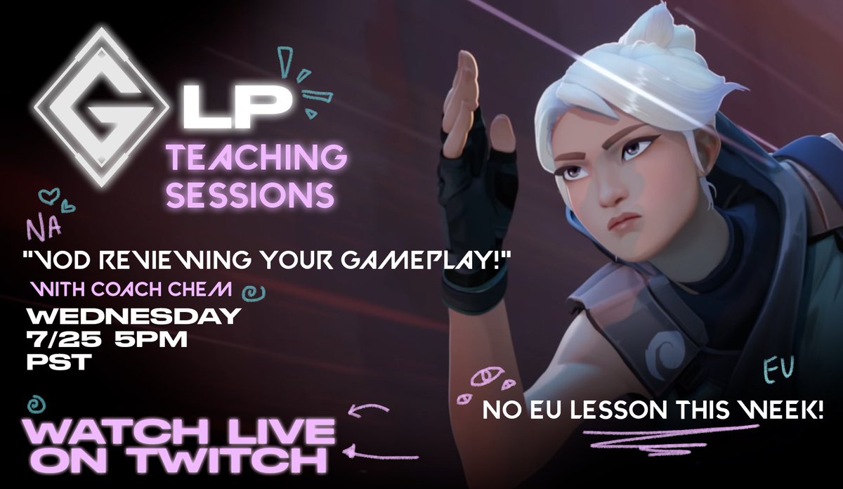Galorants's tweet photo. The best way to up your game is to learn from past mistakes ✨🫶

🍎 VOD Reviewing Your Gameplay!
📚 Teacher: @_chemval (NA)

🍎 No EU lesson this week

All ranks welcome! More details in our server 👾 https://t.co/4LwixhBf42