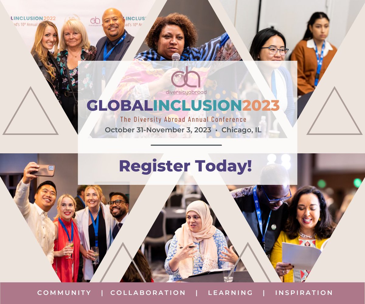 daglobalaccess's tweet photo. Early-Bird registration for Global Inclusion 2023 ends next week! Join us in Chicago to engage in critical dialogue &amp; generate new ideas to advance #DEI in global education &amp; cultural exchange. Register by August 4 to secure your space &amp; save: https://t.co/qY79JZ2aDj https://t.co/aBFdj5YNBW