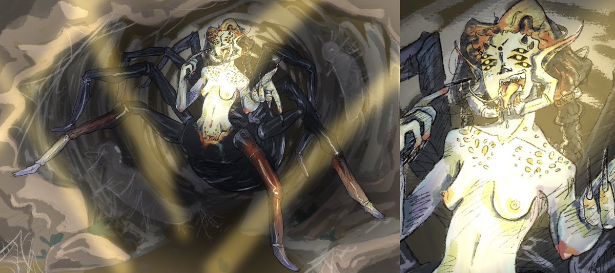 🕷️🕸️🕷️

#spiderlady #spiders #digitalart #horror #softhorror #concept #art #monster