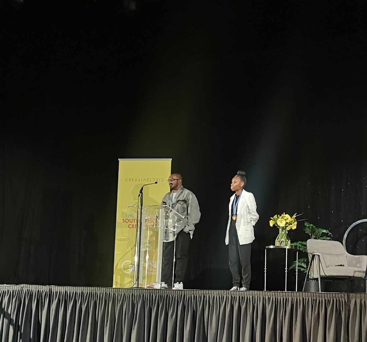 Biz_Marketing's tweet photo. The SA Young Lions gold winners take to the stage with applause and cheers and a standing ovation from the audience. @RaPhy1995  @CCreativeCircle #CCFullCircle23 https://t.co/GrnLRKf2n0