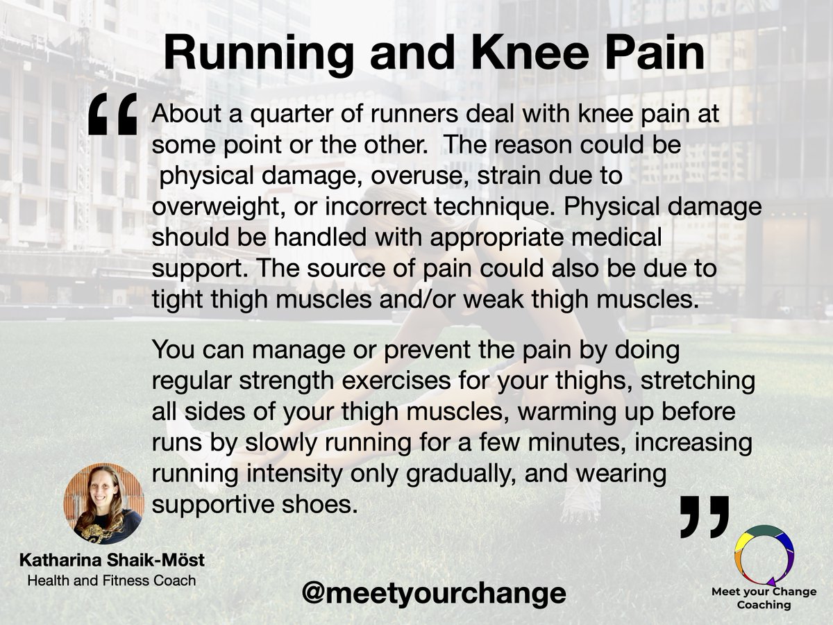 Running and Knee Pain

#meetyourchange #healthandfitness #healthandfitnesscoaching #running #kneepain #runningtraining #physicaldamage #overuse #overweight #incorrecttechnique #medicalsupport #tightmuscles #weakmuscles #stretching #warmingup #supportiveshoes