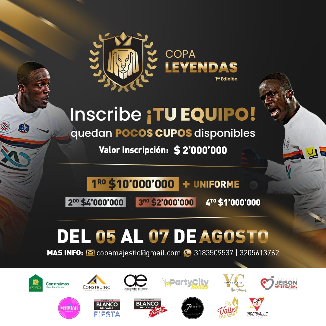 VHM21's tweet photo. Copa Leyendas #Cali 
Los invito para que participen en este espectacular campeonato que estamos organizando para el fútbol en el #Valle  
@stevenarce @Pachovelez10 @elcorrillodemao @EnterateCali @CaliWebCo @TwiterosCali @CaliesCaliCOL @radiorelojcali @ElGatoArceArce @JFCadavid https://t.co/gsIcGahCY2