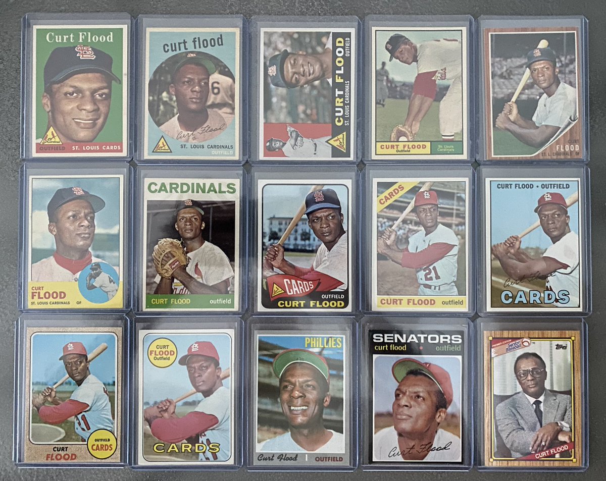 davidhaar's tweet photo. Happy to finally get my Curt Flood #ToppsCareer complete! 
When will an era committee finally get this man into the HoF? 💪🏻💯💥
#TheHobby @CooperstownDave @NotMrTibbs @ENSportsCards1 @CardPurchaser @RodCarew_29 https://t.co/asyYsDnhbs
