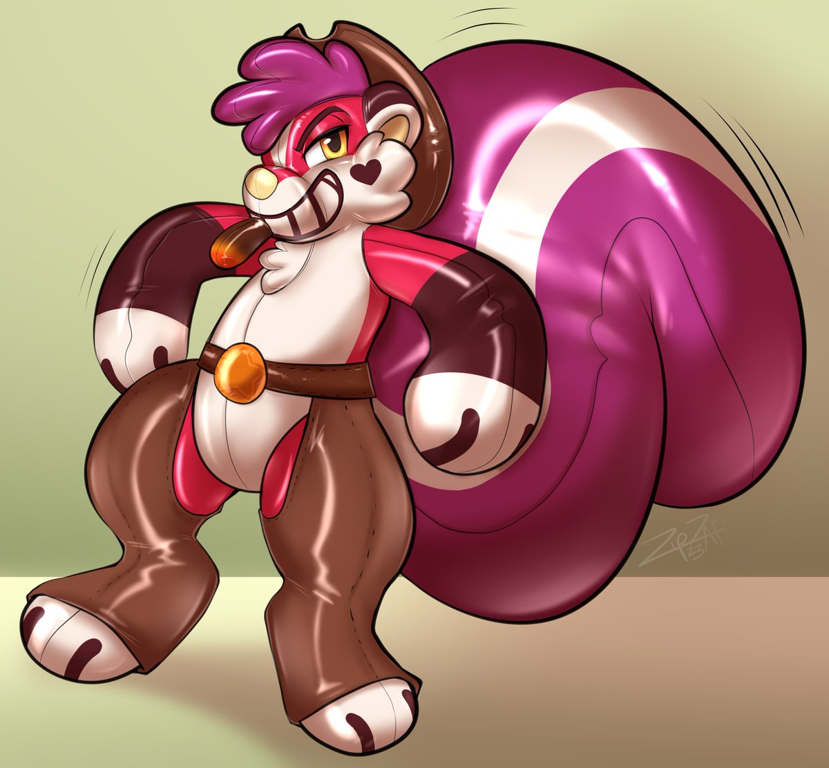 ZipZapDidThat's tweet photo. Pooltoy cowboy skunk! Yeehaw? Squeakhaw? Yeesqurk? 

We're working on it :")
@CherrySkunky https://t.co/FRGkQyWtpf