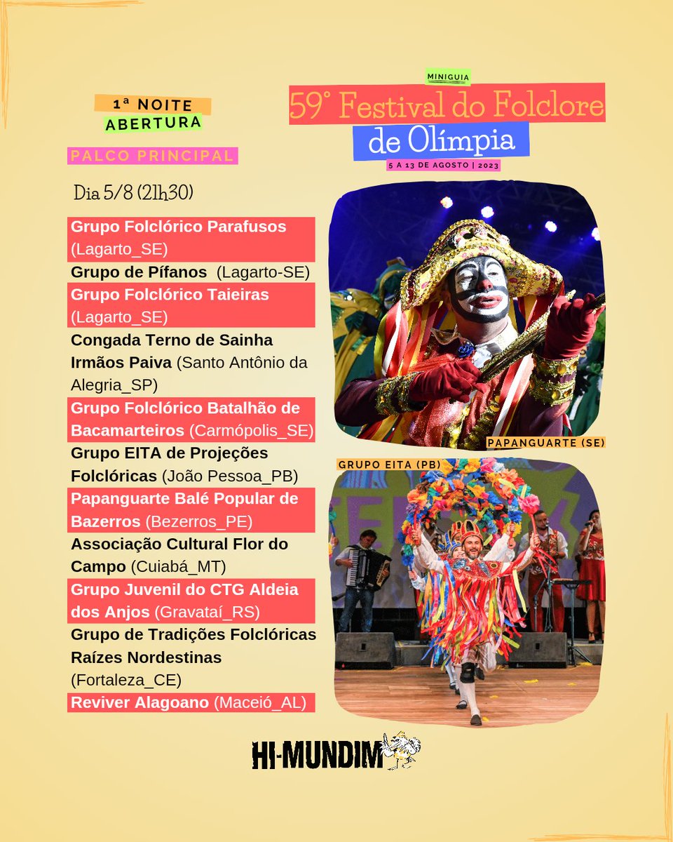 HiMundim's tweet photo. São 44 grupos das 5 regiões do Brasil apresentando boa parte da riqueza cultural do país. 

E pra saber mais ainda sobre o 59º Festival do Folclore de Olímpia, Hi-Mundim traz uma reportagem completa. Para acessar, clique no link da bio. 
#fefol2023 #turismo https://t.co/svMh4g3pA2