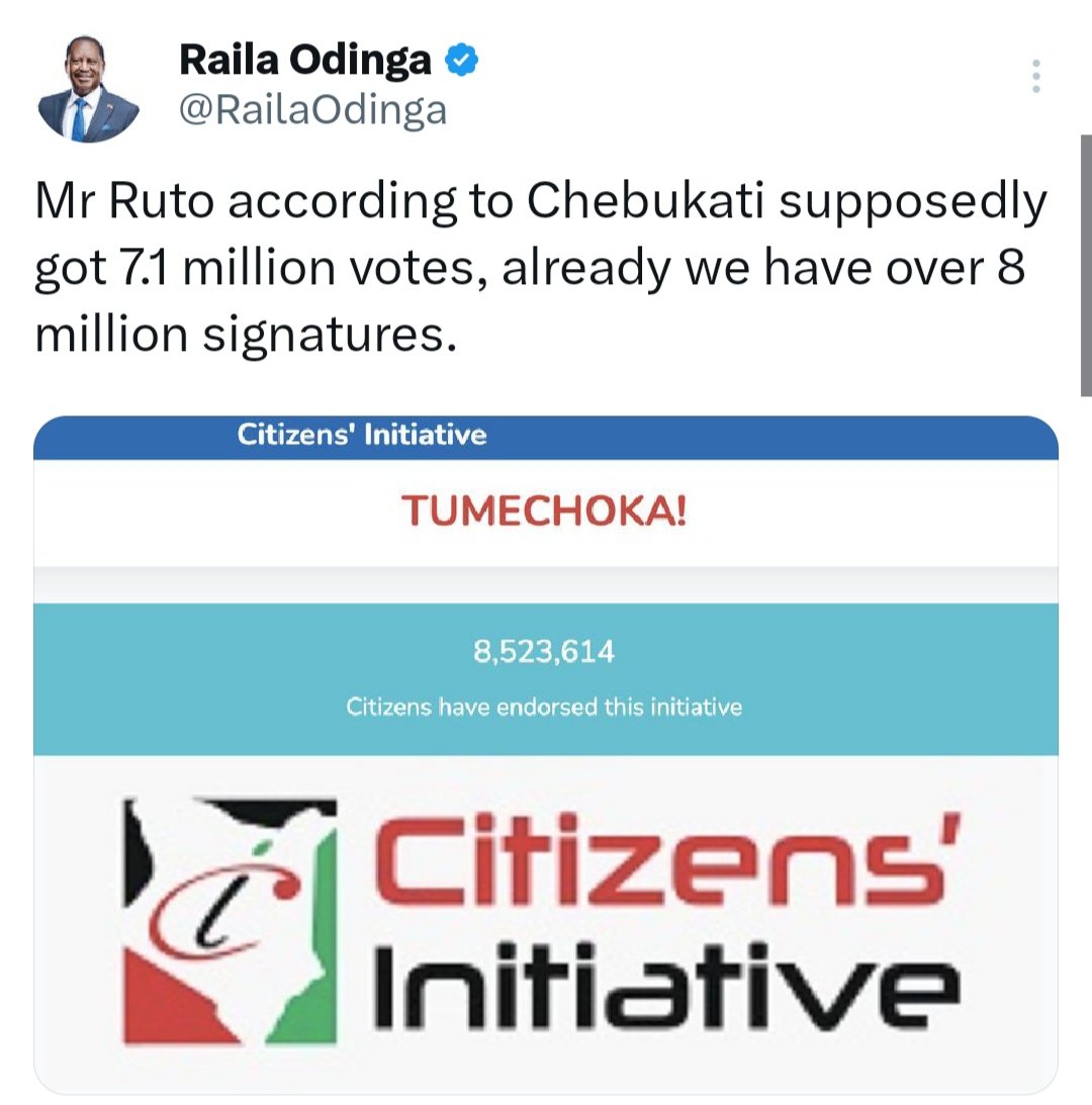 Congratulations HE Resident Raila Odinga.

8 million jokes is no vote... Aah Sorre, i meant 8 million votes is no joke.

#radico
#VerifiableMiracles