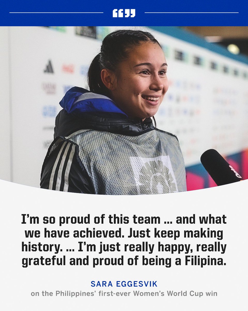 Sara Eggesvik shed tears of joy after the Philippines got their first-ever Women’s World Cup win ❤️
