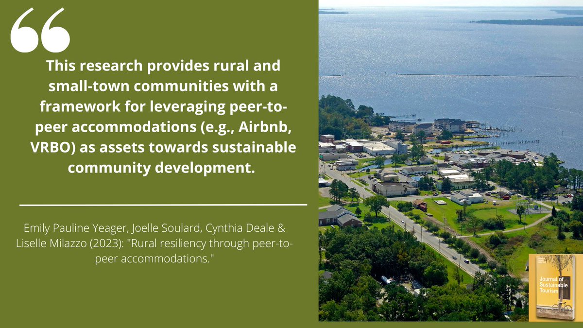 🆕 in #JOST 'Rural resiliency through peer-to-peer accommodations.' By Emily Pauline Yeager, Joelle Soulard, Cynthia Deale & Liselle Milazzo 🔗tandfonline.com/doi/full/10.10…