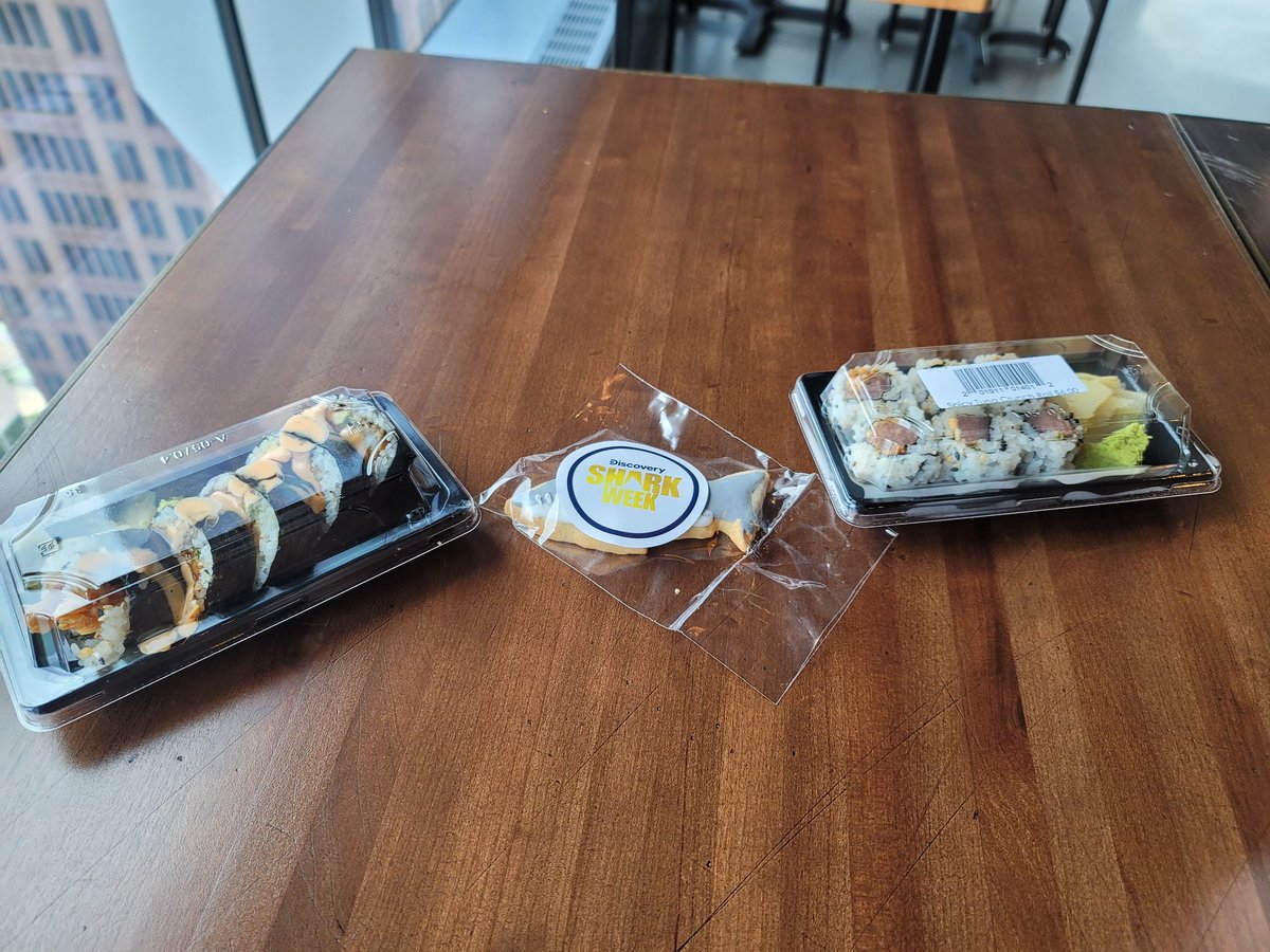 LQ_Does's tweet photo. Shark week going hard at work. Free cookies??? Sure https://t.co/cQGmEiV6dz