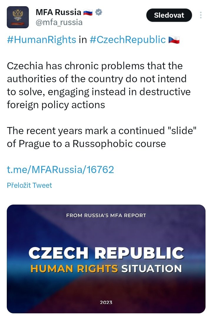 Chronic problems of Czechia: we don’t kidnap children, bomb hospitals, and occupy neighbours. Get out of Ukraine.