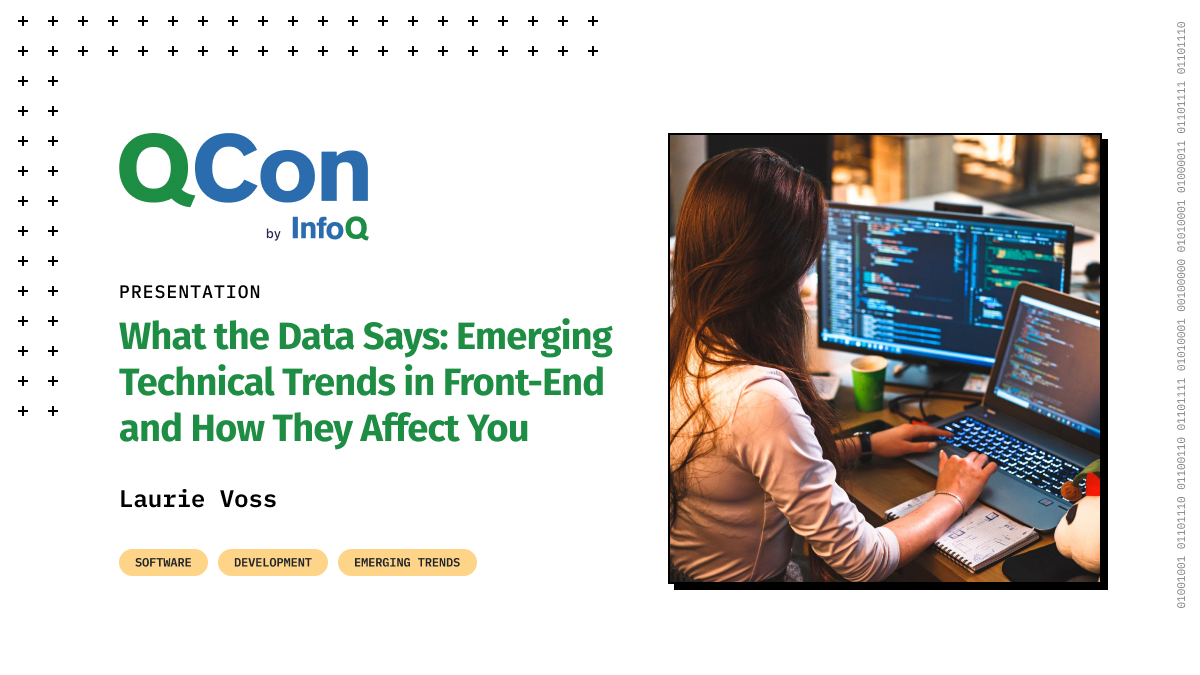 InfoQ's tweet photo. π€ What the Data Says: What are the emerging tech trends in #frontend & how they affect you?
Laurie Voss discusses the adoption of tech trends in web dev & uses data from over 16,000 responses to identify key trends in front-end development: https://t.co/l3M55g64xA
#QConPlus https://t.co/K0wgoaoPa6