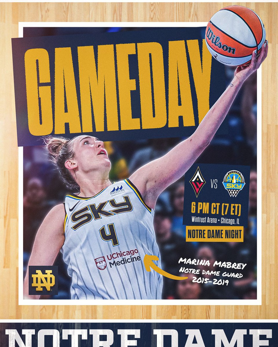 ndwbb's tweet photo. It’s @chicagosky game day! 🩵
 
Meet us in the Windy City for Notre Dame Night at the Chicago Sky! ☘️
 
🏀 Sky vs Aces
📍Wintrust Arena
🗓️ July 25
⏰ 6pm CT / 7pm ET
☘️ ND Night
🎟️ https://t.co/5AqF58e5ZD

#GoIrish☘️ x #skytown https://t.co/ceH1RI6GM3