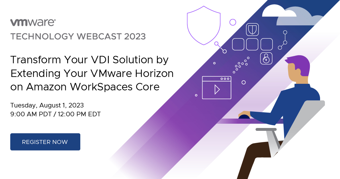 horizonVDI's tweet photo. We're 1️⃣ week away from our next technology webcast. 

Discover the power of @VMware #Horizon on #Amazon WorkSpaces Core during this virtual event. Get the details: https://t.co/SirxfkWa0W https://t.co/igakrlBHNC