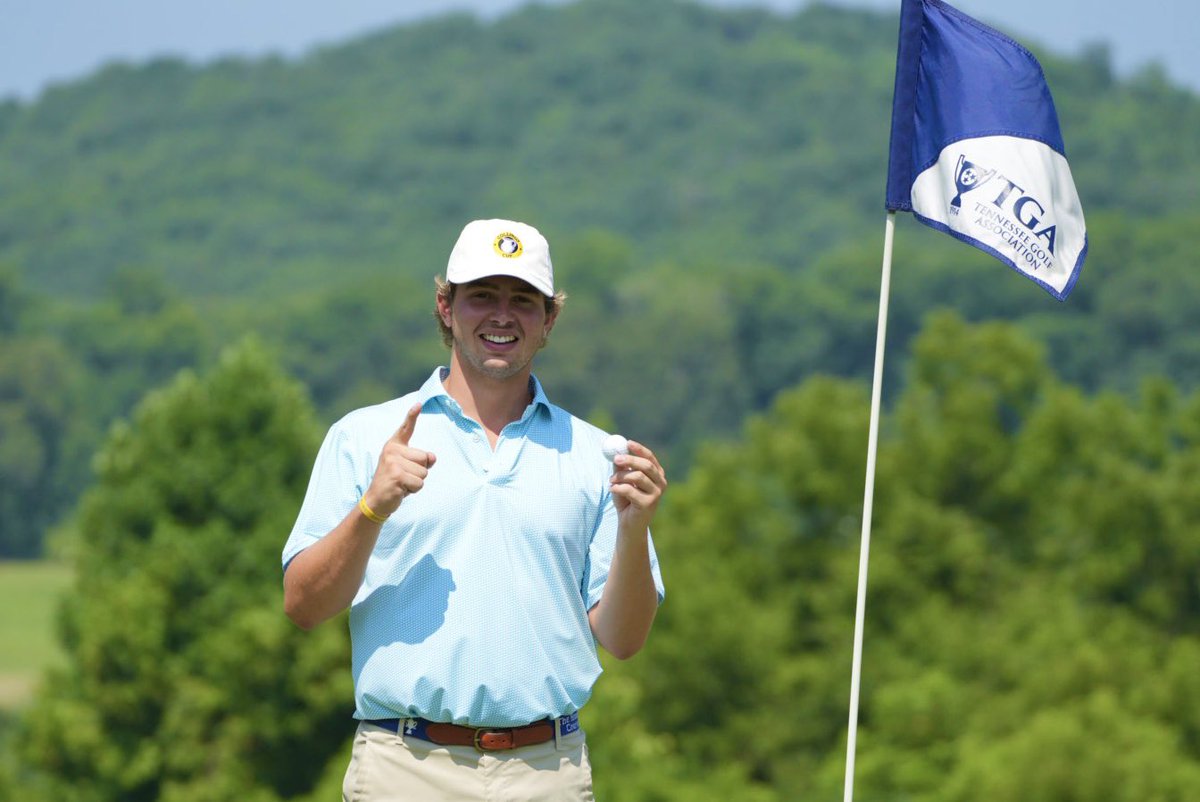 TNgolf's tweet photo. Congratulations to Antonio Farinella on his hole-in-one on Hole 5 at @Kahitegolf! 

He dunked it from 149 to win the hole and eventually his first match of pool play in the 2023 Tennessee Match Play Championship. https://t.co/zNwBpE1tYJ