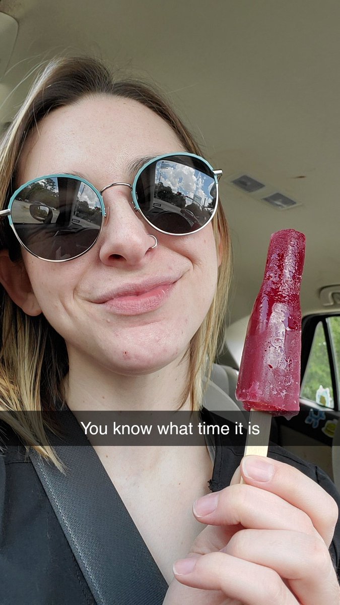 meg_bendy's tweet photo. I'm broke as a joke and depressed as hell, but recently I have begun having a popsicle on my way back to work from lunch. Highly recommend. https://t.co/1vsyfbHC43