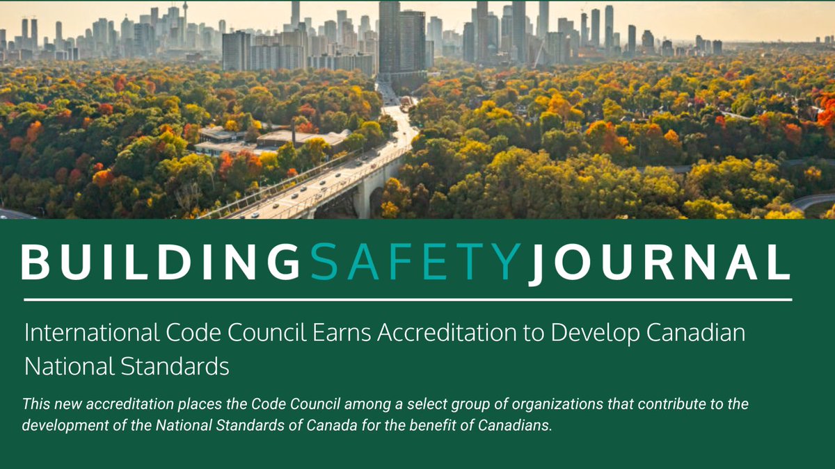 IntlCodeCouncil's tweet photo. The International Code Council recently received accreditation from the @StandardsCanada (SCC), the national standards body of Canada. To read more visit https://t.co/Np8Aqnv6iV #CodeCouncil #ICCBuildingSafetyJournal #BuildingSafety365 #ICCGloal https://t.co/GH3gip4Dul