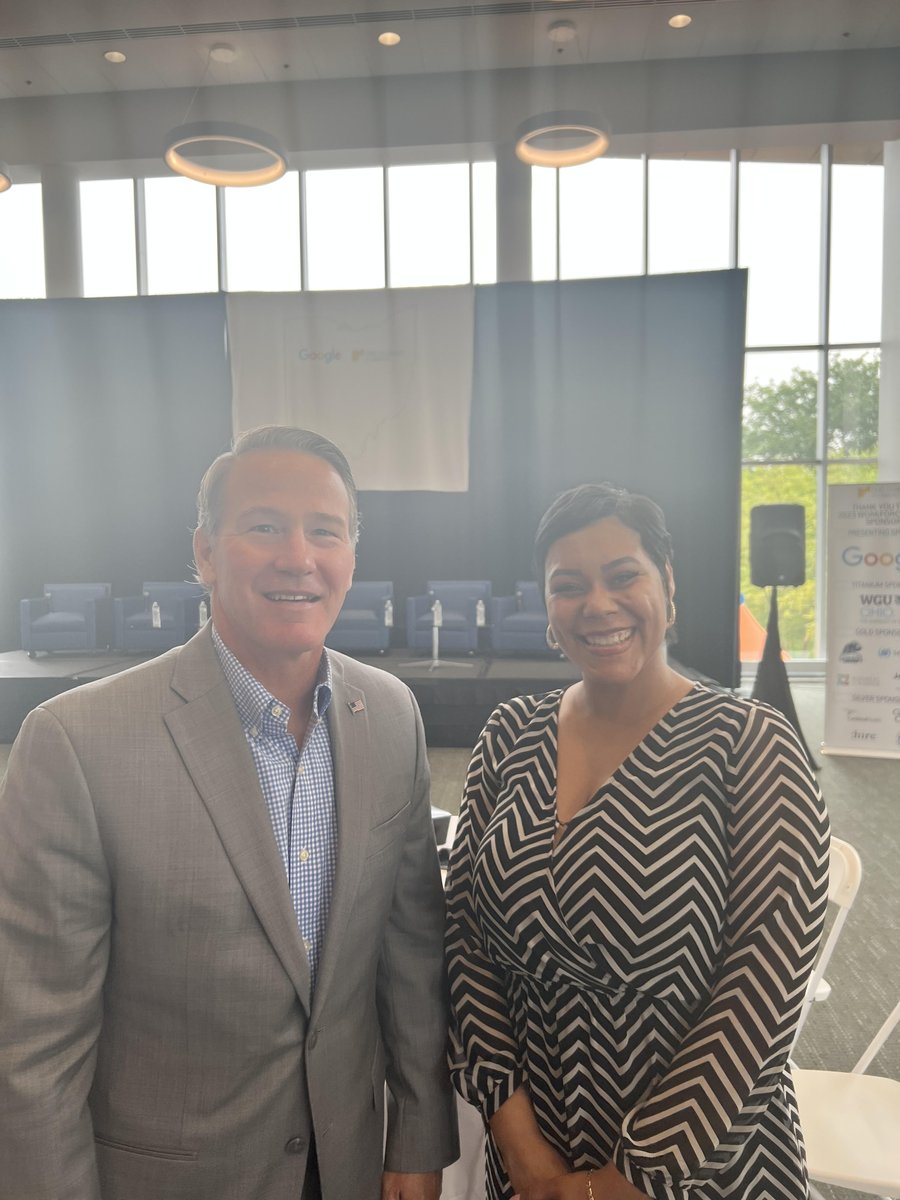 Today we are attending the 2023 Workforce Summit with the Ohio Chamber of Commerce presented by Google! Pictured here is our Senior Director Megan Wagner with Lieutenant Governor of Ohio Jon Husted #workforcedevelopment #careerpathways #technology #google