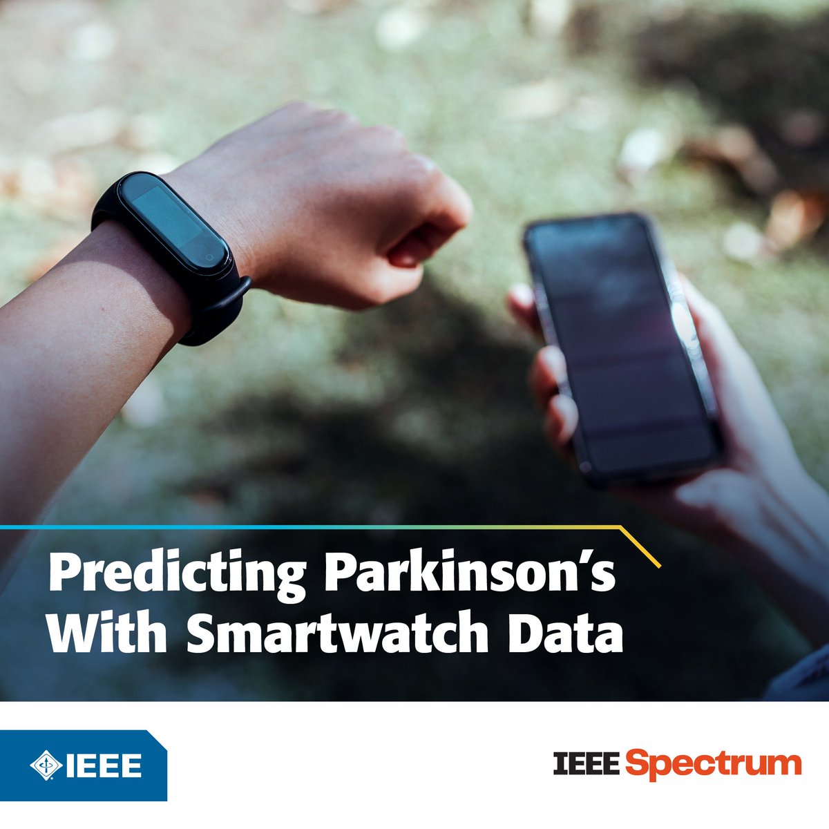 IEEEorg's tweet photo. Machine learning data from the accelerometers in many common smartwatches has the potential to accurately assess one's risk of Parkinson's disease over seven years before a clinical diagnosis. Read more on @IEEESpectrum: https://t.co/1tIXJXZTaS https://t.co/2qLL3pCWnI