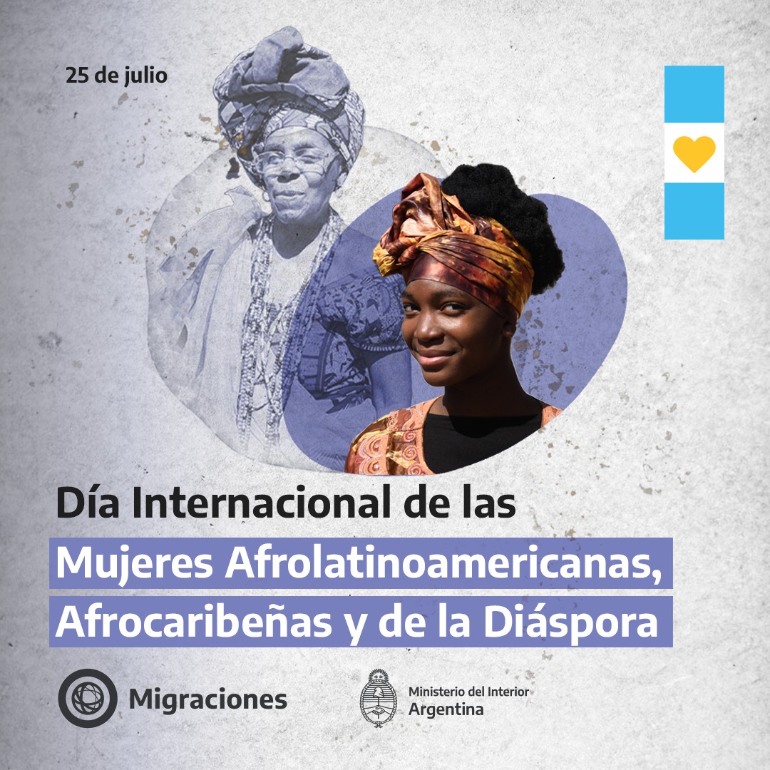 Migraciones_AR's tweet photo. ✅ En el Día Internacional de las Mujeres Afrolatinoamericanas, Afrocaribeñas y de la Diáspora, reconocemos las luchas y resistencia de las mujeres afro y fortalecemos las estrategias para enfrentar al racismo desde una perspectiva de género. https://t.co/ZesBLKqLsW