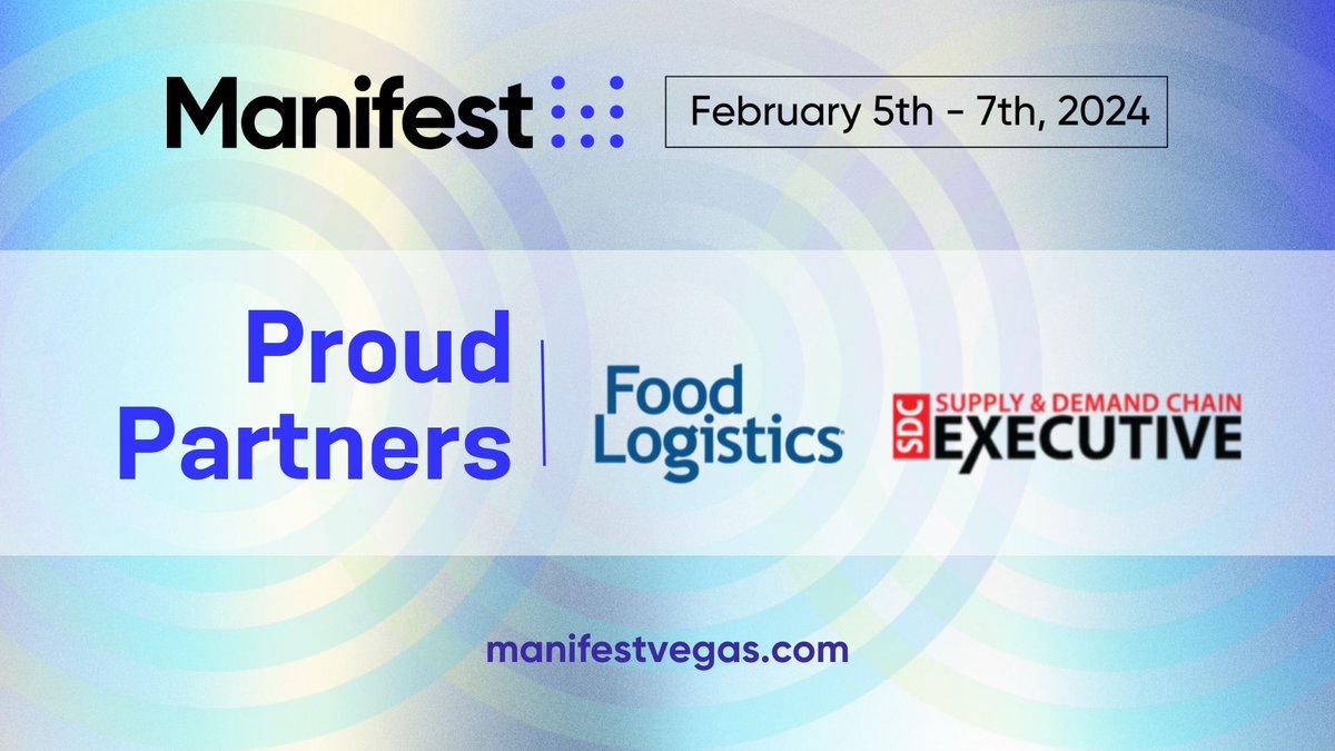 ManifestFOL's tweet photo. Manifest Vegas is excited to be working w/ AC Business Media &amp; their brands @FoodLogistics &amp; @SDCExec. BIG thanks to @MarinaMayer &amp; Jason DeSarle for all their hard work! Click here to see all our partners https://t.co/R9CoKtAoDS
#Manifest2024 #logistics #supplychain https://t.co/a7XnvPrzml
