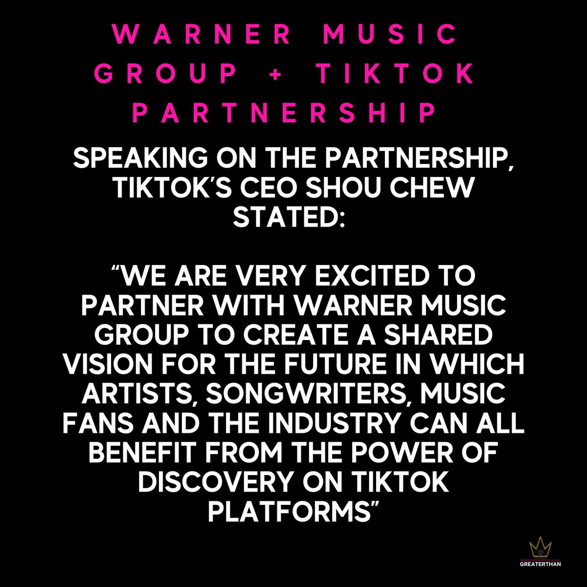 Music Industry News! Warner Music Group and TikTok have announced a first  of it’s kind partnership. See below for more. #musicindustrynews #tiktok #warnermusicgroup