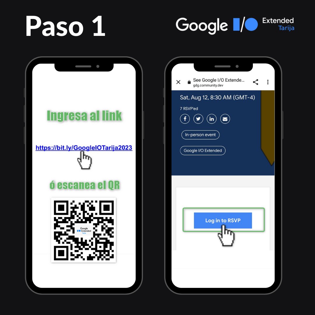 gdgtarija's tweet photo. ¿Aún no te registraste al evento? No te preocupes! aquí te mostramos los pasos para que no te pierdas del Google IO Extended Tarija 2023. 🥳

🥁 Con tu registro serás parte de un regalo sorpresa. 🤩

Te esperamos! 🙌

#googleio2023 #gdgtarija #gdg #wtm #wtmtarija #cloud #web #ai https://t.co/XiMm8z28QY