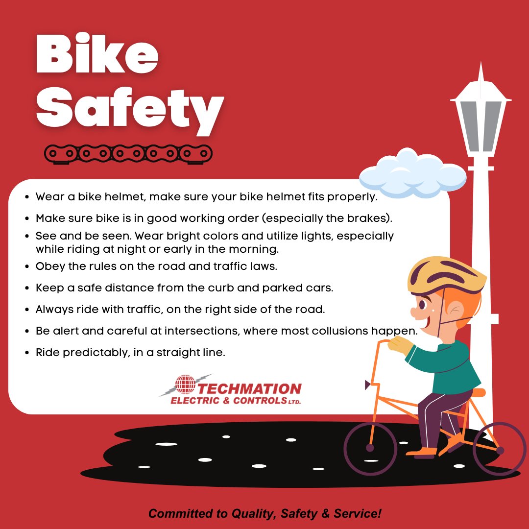 Tech_mation's tweet image. It's time to start being more mindful on the roads! 
Did you know wearing a helmet can reduce bicycle-related head injuries by up to 85%.
Be safe out there, and let’s enjoy this nice weather!

#bikesafety #techmation #safety