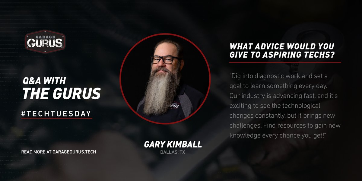 GarageGurus's tweet photo. #GarageGurus Master Technician Gary Kimball thinks running a diagnostic is more than trouble-shooting; it's an opportunity to acquire new skills, sharpen existing knowledge, & familiarize with an ever-changing automotive technology landscape. Learn more: https://t.co/pNtY2LYGsO https://t.co/hFVFpJzbf0