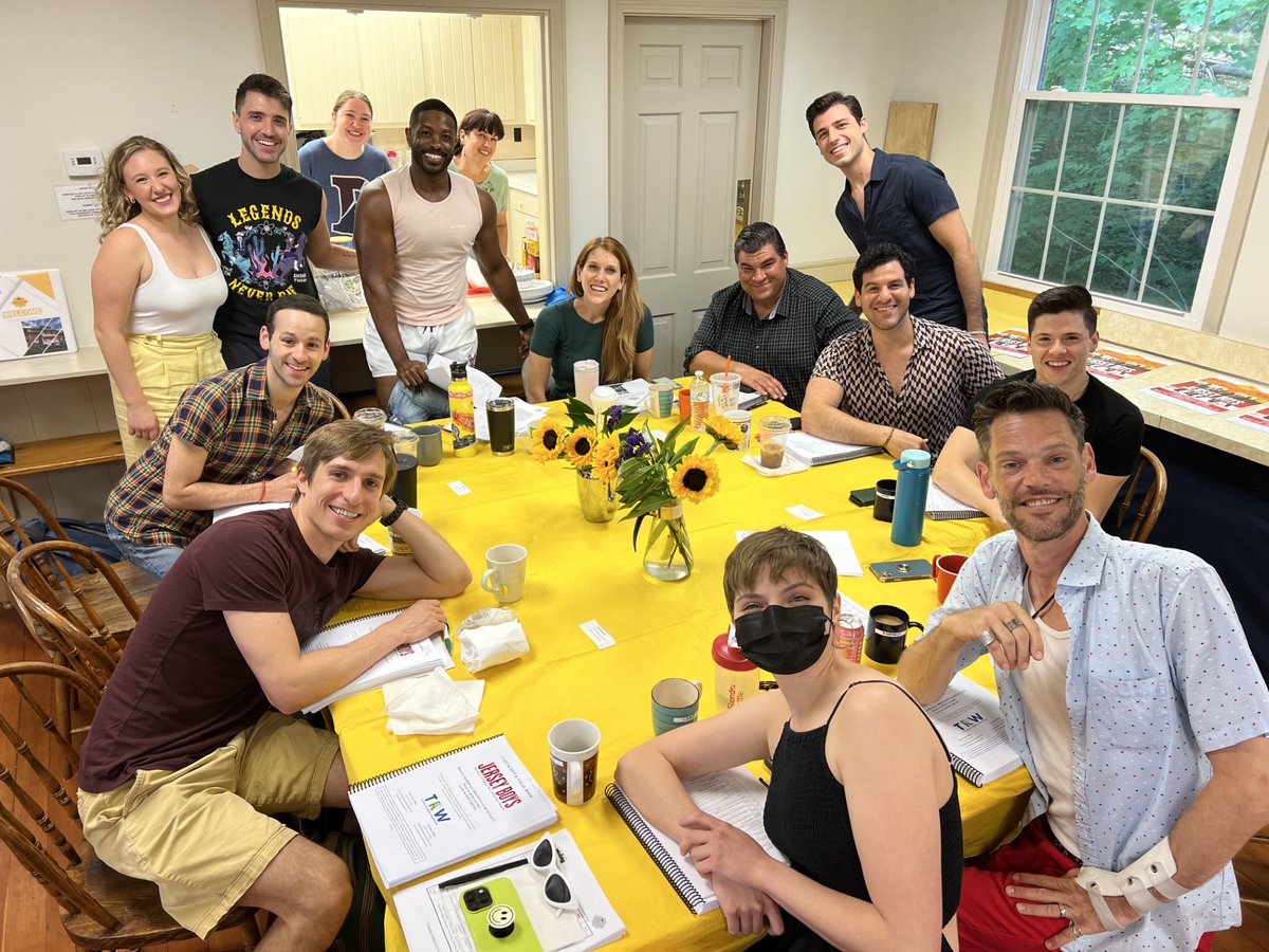 Ivorytonplayhou's tweet photo. Oh what a day!  The handsome cast of Jersey Boys started rehearsals today.  Listen when we say this show is going to take your breath away!  @Ivorytonplayhou  is rockin' this summer! https://t.co/6NdTRBWaYF