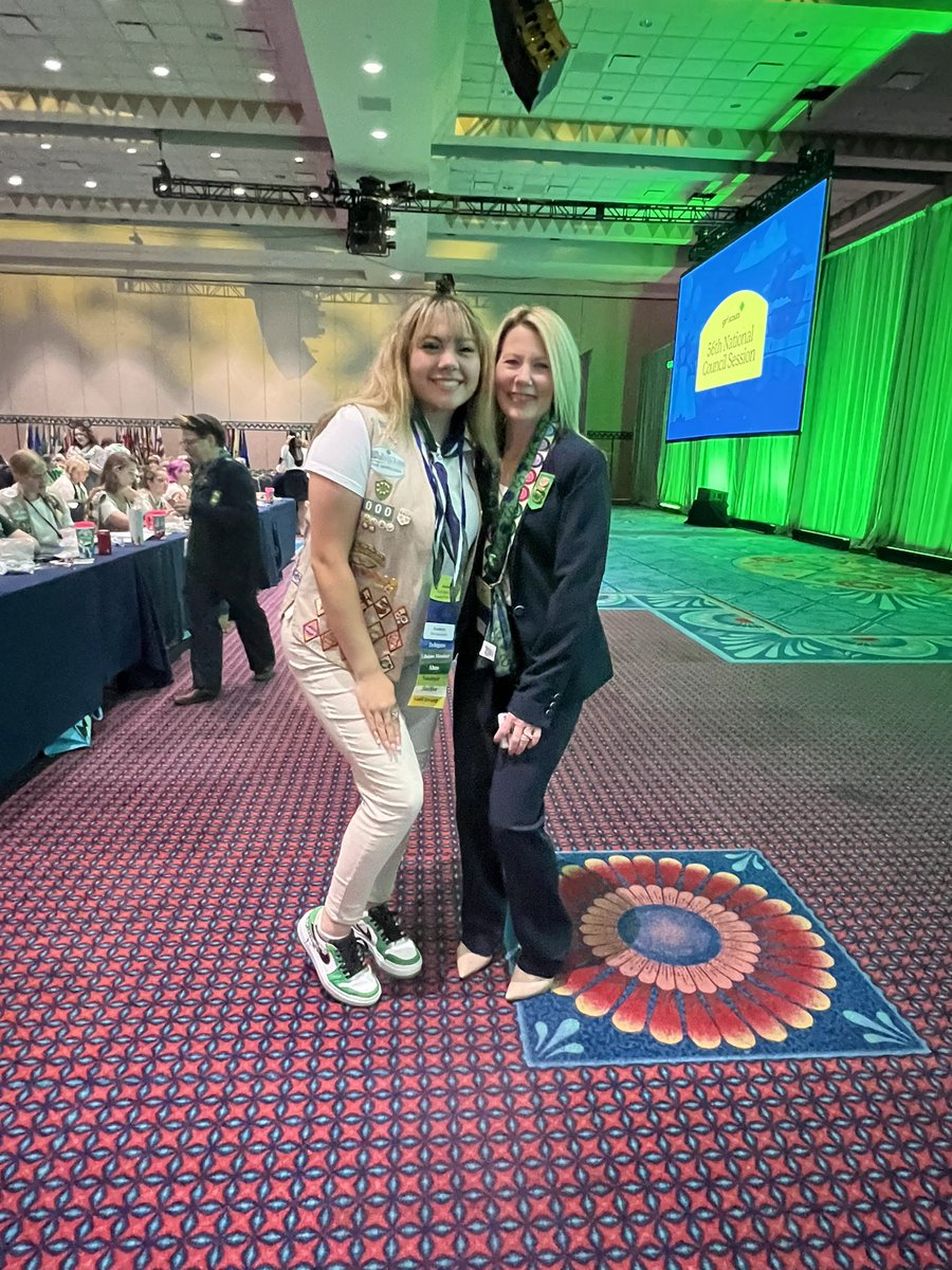 thinkingserious's tweet image. Celebrating a milestone! 🎉 Audrey, our #GirlScout, stood proud as a National Delegate at #GSUSA. Seen here with the CEO, her journey inspires us all! Deep gratitude to the @GirlScouts &amp;amp; supporters for empowering our girls with such opportunities. Keep shining, Audrey! 💚 #GSSGC