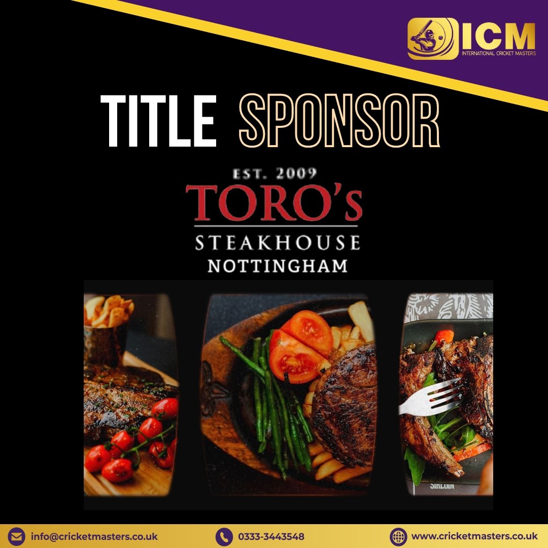 Indulge in the Finest Dining Experience with Toro's Steakhouse Nottingham – Proud Title Sponsor of ICM Cricket Academy.  

Treat yourself to the exquisite flavors and warm hospitality at Toro's, where passion for great food meets the love of the game. 🥩🔥 

#ICMCricket #Toros