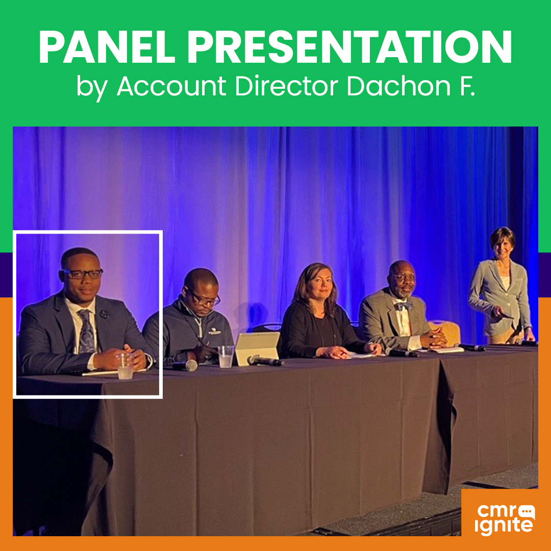 Shout-out to our Account Director Dachon F. for giving a fantastic presentation last week! 👏🏾 His panel focused on new health equity research from the National Institute of Neurological Disorders and Stroke (@NINDSnews), one of CMRignite’s clients. <a href="/nphic/">NPHIC</a> @nih #BehaviorChange