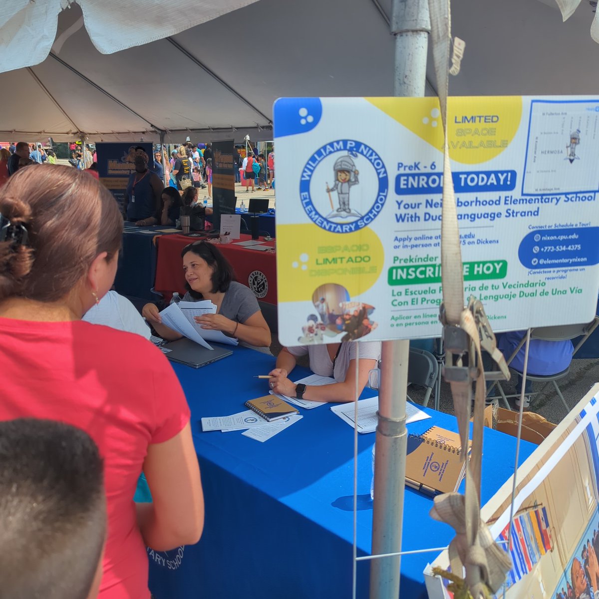 ElementaryNixon's tweet photo. Stop by Nixon for @ChiPubSchools Network 4's back to school bash today until 2pm! | ¡Pase por Nixon para la fiesta de regreso a clases de @ChiPubSchools Network 4 hoy hasta las 2 pm! https://t.co/Ic68SZIeG0