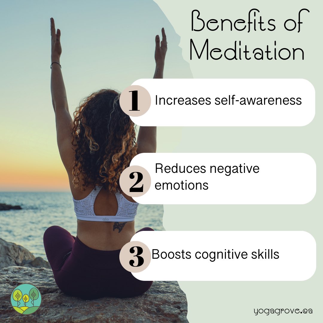 YogaGroveTO's tweet photo. Meditation is a great step to add to your daily routine. You can do it anytime you like! Morning, afternoon, or night, it can significantly improve your day. 🧘‍♀️🙌

#yogagrove #meditation #relaxyourmind #selfcare #dailyroutine #focus https://t.co/cwnASdVZv3