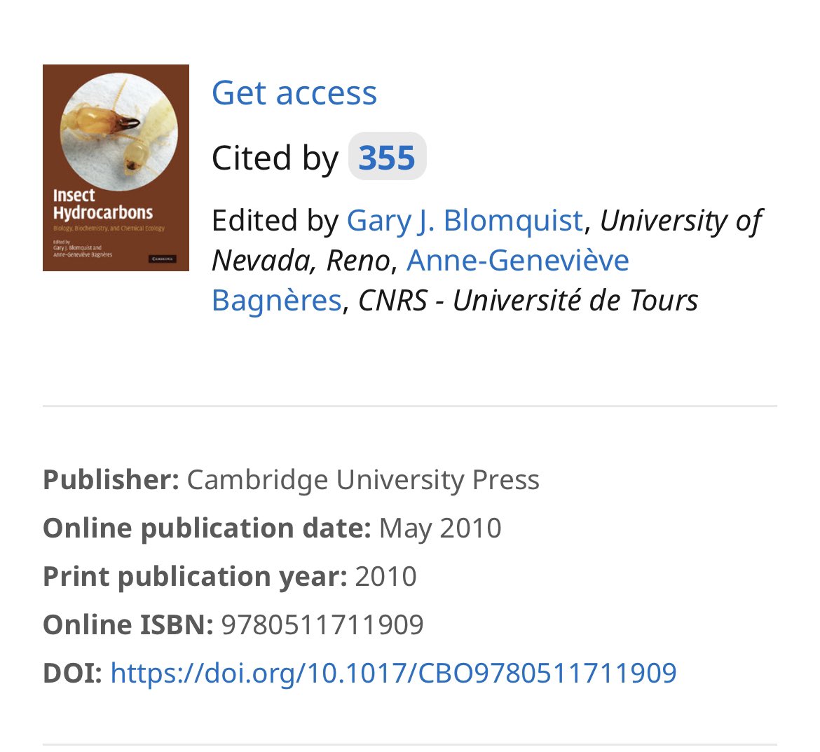@ChemEcol_org @AhdUniv Almost 12 years ago wrote a book chapter with Prof. Allen Gibbs (University of Nevada). Today met one of the Editor’s of the book Dr. Anne-Geneviève Bagnères, CNRS - Université de Tours (during 38th Annual Meeting of ISCE 2023)