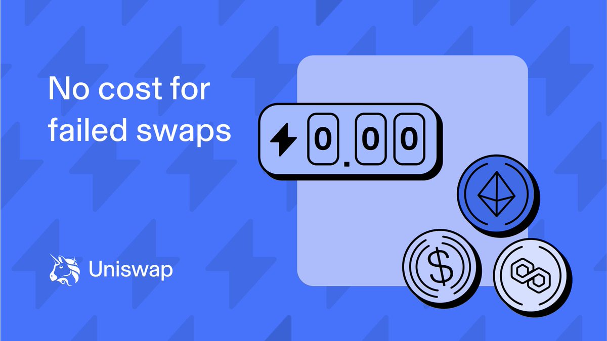 Uniswap's tweet photo. (1/5) With UniswapX, users don’t pay for failed transactions 🏆

Why not? Let’s dive into it: https://t.co/C9cXQbDXdt