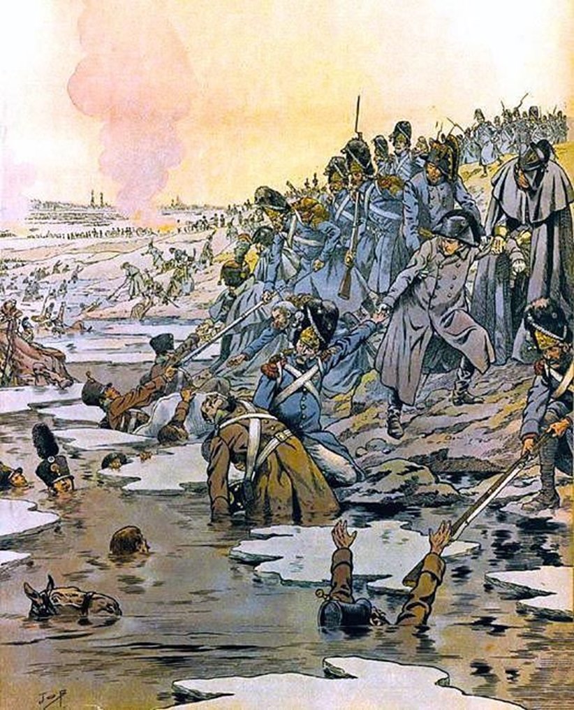 #Journéemondialedepréventiondelanoyade #WDPD

🥶🏊Plusieurs milliers de soldats russes noyés dans les étangs gelés de Satschan à la fin de la bataille d'Austerlitz ? 
❌C'est faux. Seule une dizaine d'hommes et quelques chevaux passèrent au travers.