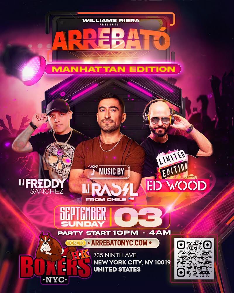Boxers HK presents Arrebato Manhattan edition‼️ You won’t want to miss the hottest Labor Day party! 

3 Floors
6+ Hours of party🎉

🎧Music by Dj’s 
Rasil from Spain🇪🇸 @djrasil
Ed Wood from Chicago @djedwood_official
Freddy Sanchez from NYC @djfreddysanchez

#nyc#nycparties