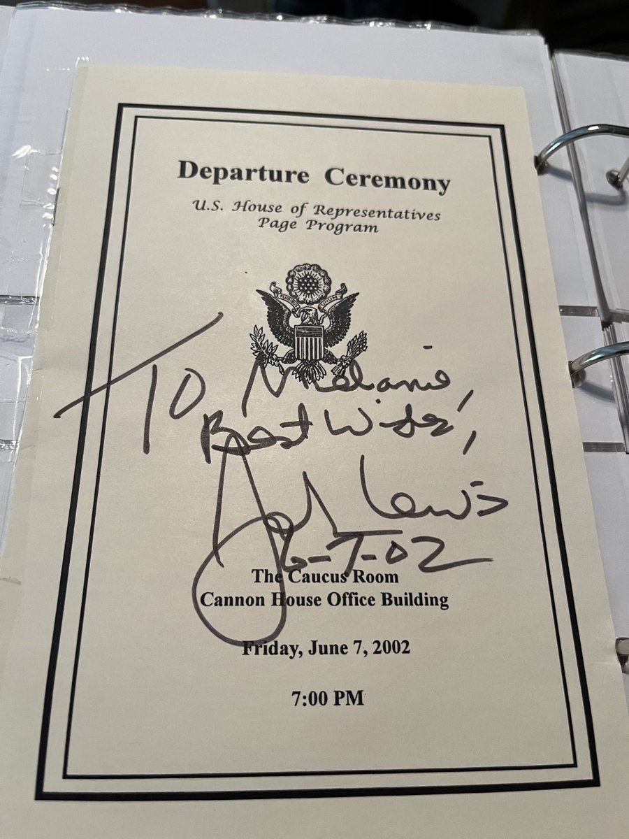 I found it! I knew John Lewis had signed Melanie’s program at her page graduation. Miss them both. https://t.co/sr3tJL6L4R