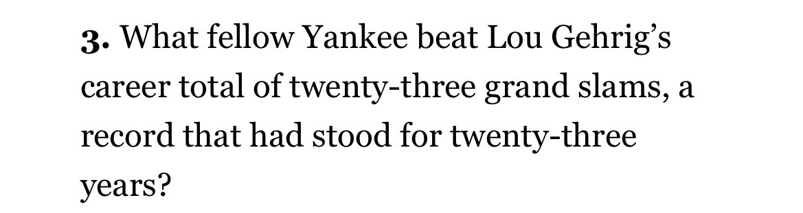jonbon52's tweet photo. @KenJennings question for you: we do some trivia from your almanac at work every day and we encountered this clue about the grand slam record. 23 years seems like a short amount of time for the gap in question, doesn’t it? Just wanted some clarification! https://t.co/EyeWG9fGR9