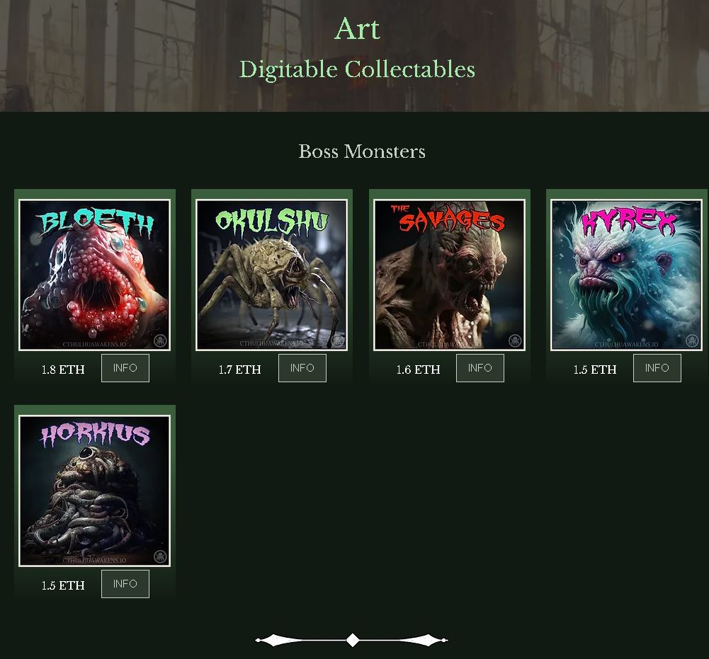 TheCthulhuVerse's tweet photo. In the realm of #Web3Gaming, the journey never ends! Collect unique NFTs, trade, and collaborate with players worldwide. 

Ready to redefine what it means to be a gamer?
Want to have these free NFTs?
Join us: https://t.co/WmD4ez9S5E https://t.co/t1a7NmpHev
