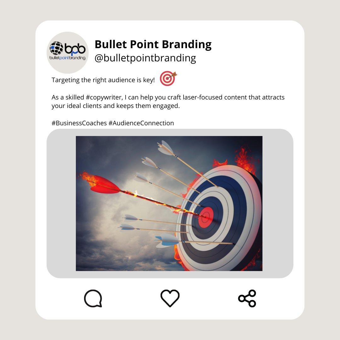 bpbrandingGroup's tweet photo. 🎯 Targeting the right audience is key! 🎯

As a skilled #copywriter, I can help you craft laser-focused content that attracts your ideal clients and keeps them engaged.

#BusinessCoaches #AudienceConnection https://t.co/96h6MruQz9