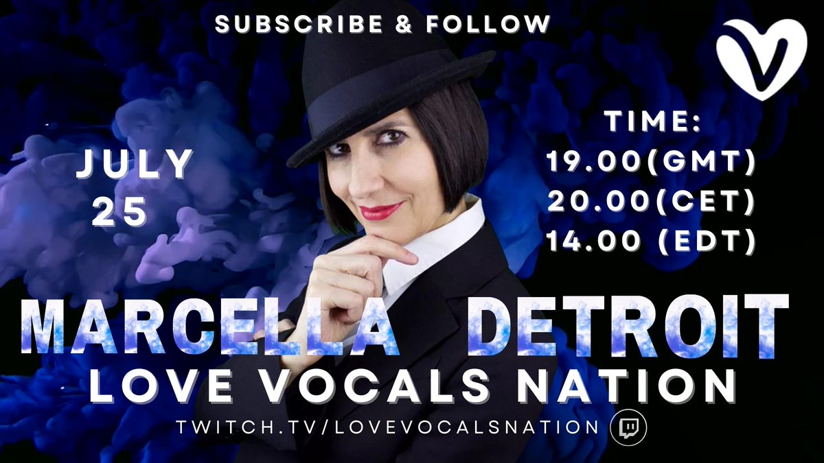 Join me & Antonia Lucas tonight for a brand new podcast episode of Love Vocals Nation on Twitch. Tonight we have the lovely icon @marcelladetroit with us ❤️ know for being in the group Shakespeare sister, she has written music and performed with Eric Clapton, Elton John and more