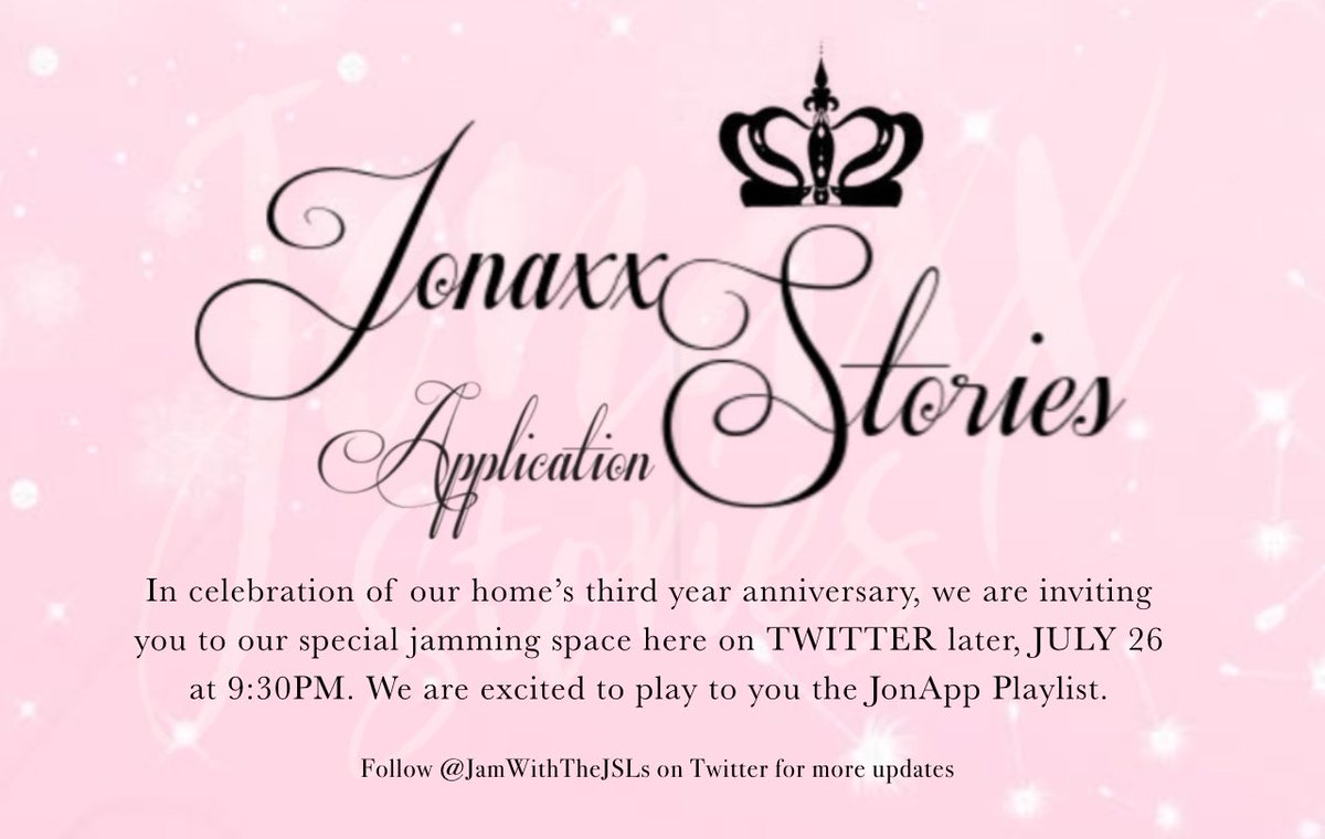 Hi, JSLs! As we celebrate JonApp’s 3rd year anniversary, we are inviting you to join us for another special jamming space.

To complete our JonApp Playlist, you can drop a song you dedicate to a Jonaxx story. 

#JamWithTheJSLs
#Remarkabl3YearsWithJonapp