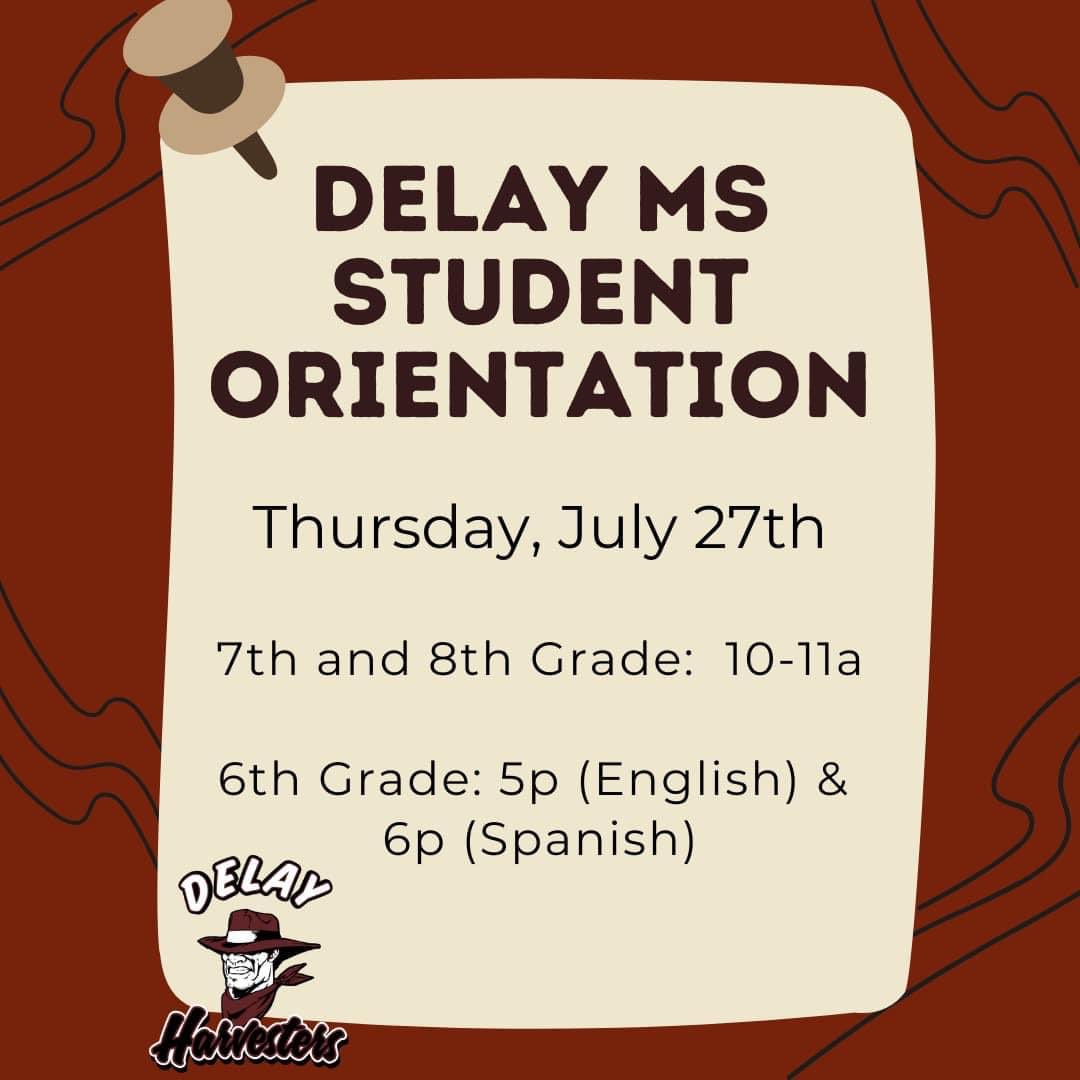 Student orientation is this Thursday, July 27th. Can’t wait to see everyone back. It’s going to be a great year Harvesters. #itsgotime