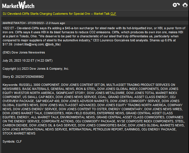 jslamat's tweet image. Hmm... So $CLF charges a premium for a specific product... just a talking point from the Q2 2023 #earnings #ConferenceCall...

Link: youtu.be/Hs22Y1WC7WY