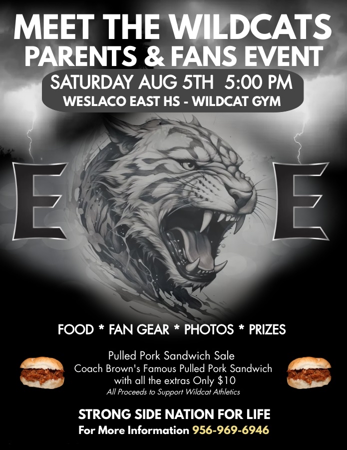 Get ready for Meet the Wildcats Night! Both parents &amp; fans, join us in the gym for an unforgettable experience! Get your hands on fan gear, take home some amazing prizes, and don't forget about our pulled pork sandwich plate sale! Come have an amazing night with the team!