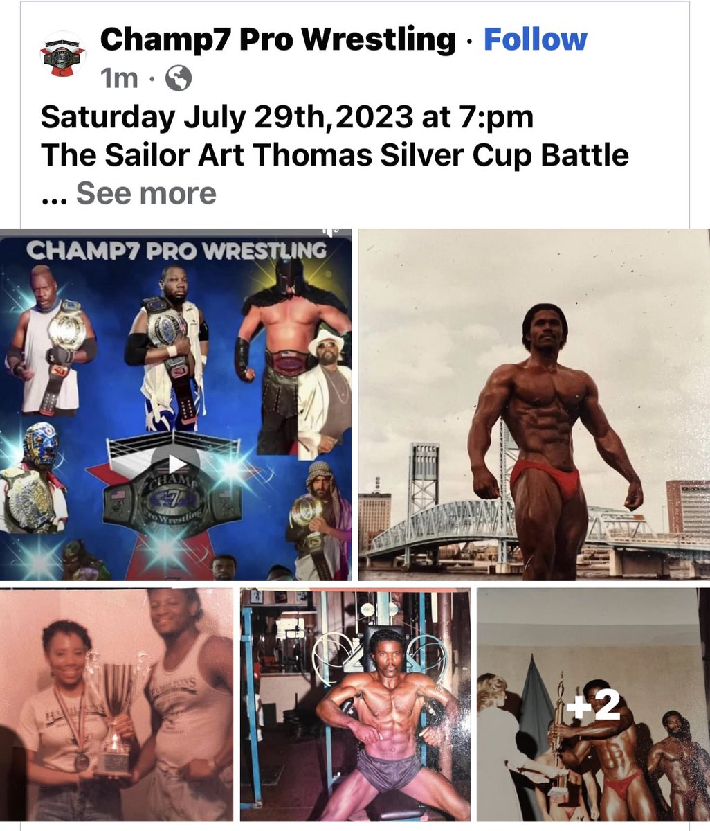 uachamp7's tweet photo. Saturday July 29th,2023 at 7:pm
The Sailor Art Thomas Silver Cup Battle Royal plus
3 TV Title Matches 
At 7:30 pm 
NLCC YOUTH FASHION SHOW HOSTED BY MAKEETA LE MODEL
At 6:pm 
HAMILTON GYM Historical Legendary 
Roll Call of Memories of all Members Walk the Champ7 Broadcast Studio https://t.co/OMePPU7s9E
